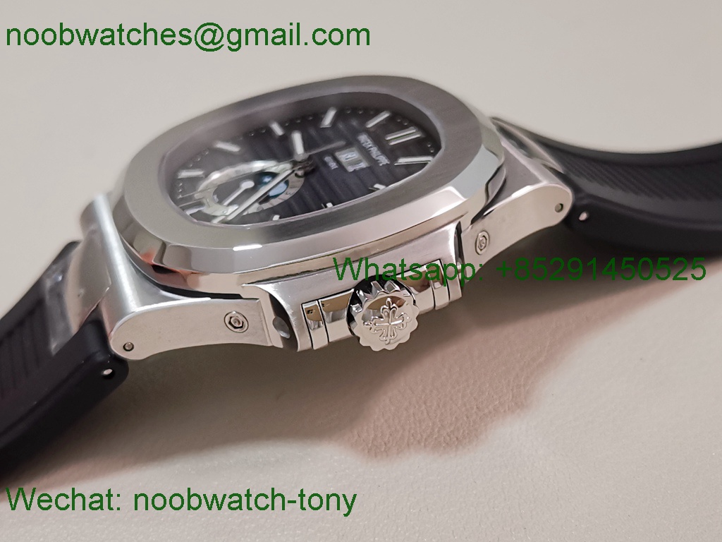 Replica Patek Philippe Nautilus 5726 Complicated PPF 1:1 Best Gray Dial on Black Rubber Strap A324