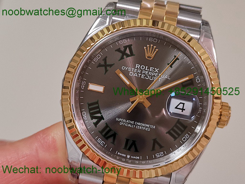 Replica Rolex Datejust 126233 36mm Two Tone Gold Steel Wimbledon VSF VS3235 SuperClone