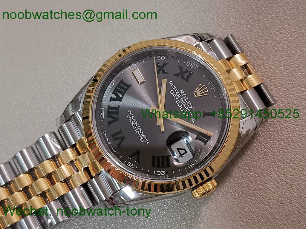 Replica Rolex Datejust 126233 36mm Two Tone Gold Steel Wimbledon VSF VS3235 SuperClone
