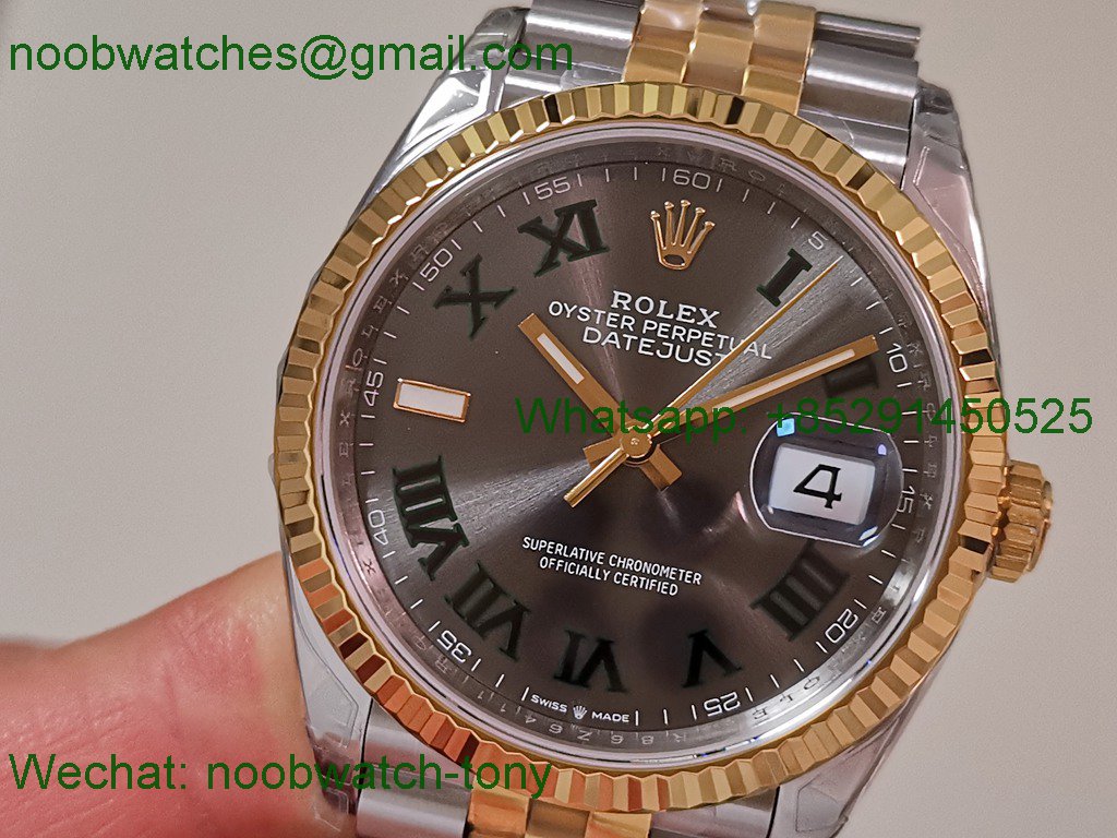 Replica Rolex Datejust 126233 36mm Two Tone Gold Steel Wimbledon VSF VS3235 SuperClone