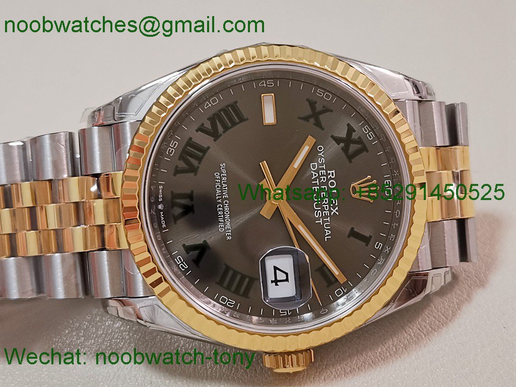 Replica Rolex Datejust 126233 36mm Two Tone Gold Steel Wimbledon VSF VS3235 SuperClone