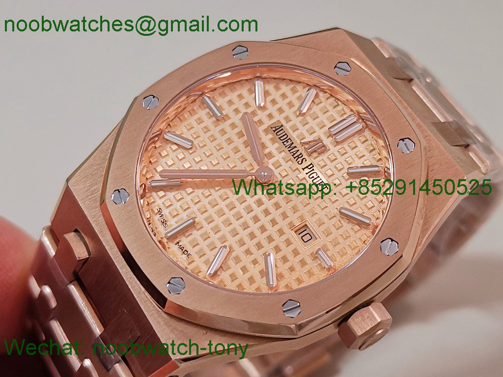 Replica Audemars Piguet AP Lady Royal Oak 33mm Rose Gold ZF 1:1 Best Superclone RG Dial ETA Quartz