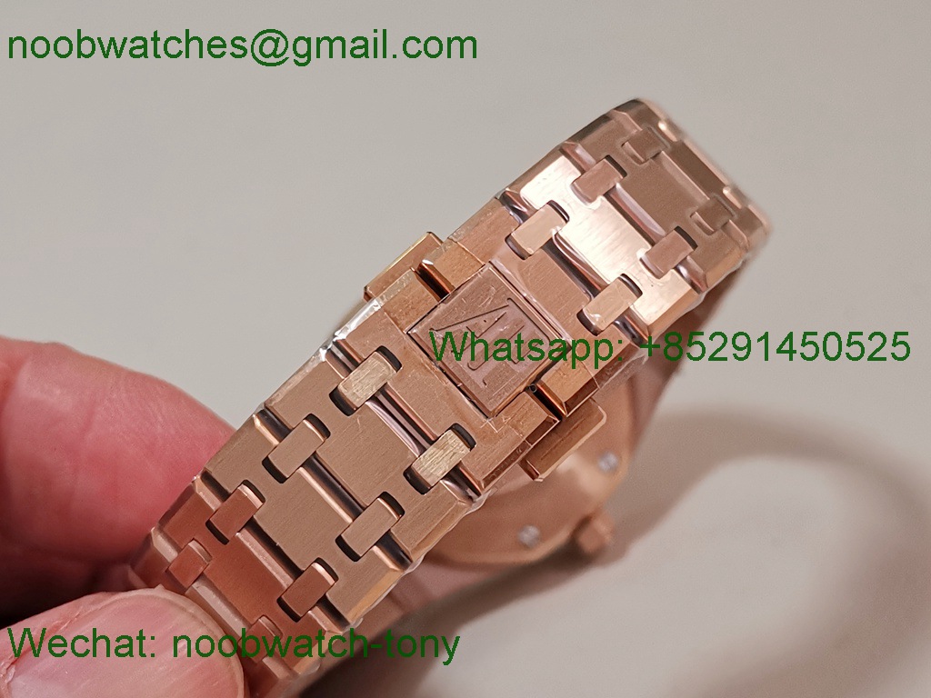 Replica Audemars Piguet AP Lady Royal Oak 33mm Rose Gold ZF 1:1 Best Superclone RG Dial ETA Quartz