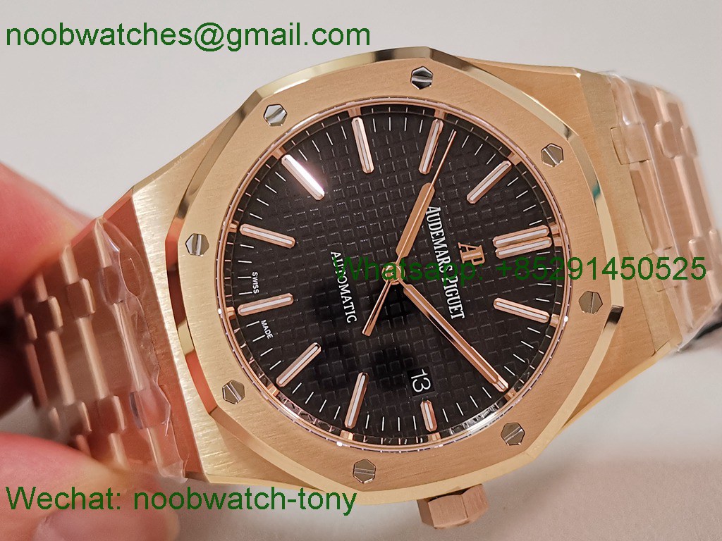 Replica Audemars Piguet AP Royal Oak 41mm 15400 Rose Gold ZF SuperClone Best Black Dial V2 