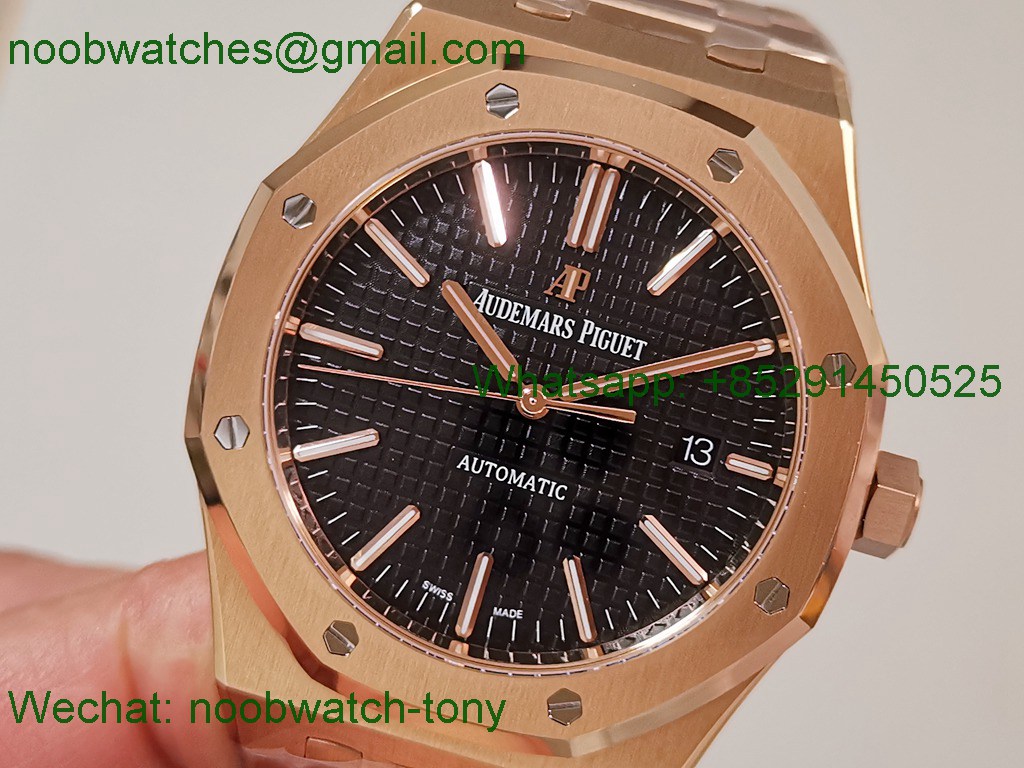 Replica Audemars Piguet AP Royal Oak 41mm 15400 Rose Gold ZF SuperClone Best Black Dial V2 