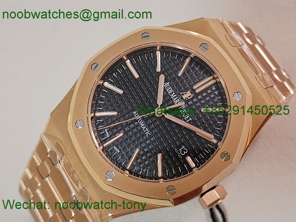 Replica Audemars Piguet AP Royal Oak 41mm 15400 Rose Gold ZF SuperClone Best Black Dial V2 