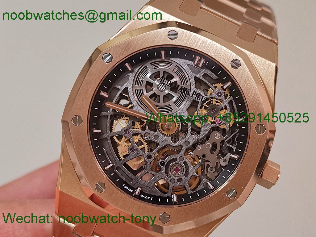 Replica Audemars Piguet AP Skeleton 16204 Rose Gold ZF SuperClone Best A7124