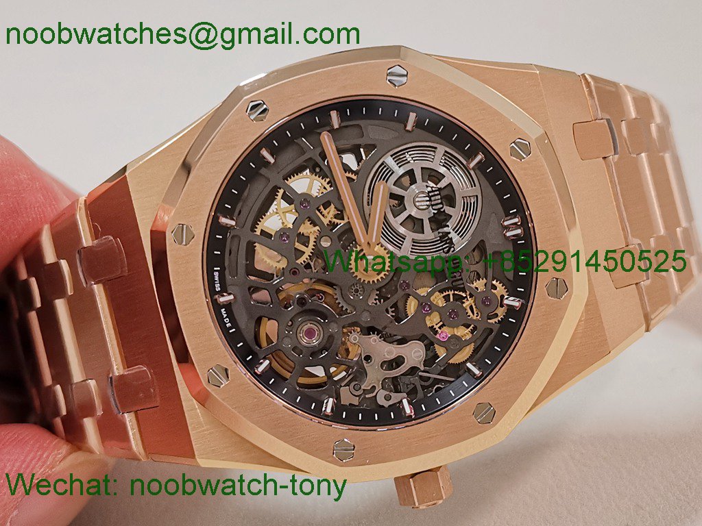 Replica Audemars Piguet AP Skeleton 16204 Rose Gold ZF SuperClone Best A7124