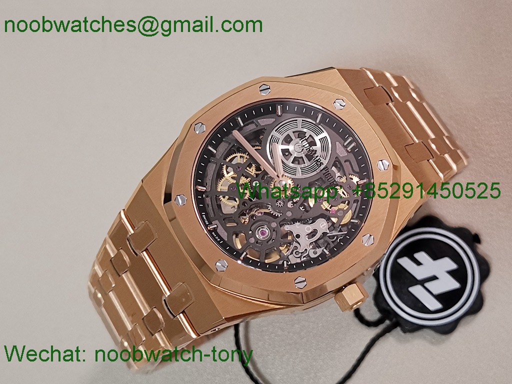 Replica Audemars Piguet AP Skeleton 16204 Rose Gold ZF SuperClone Best A7124