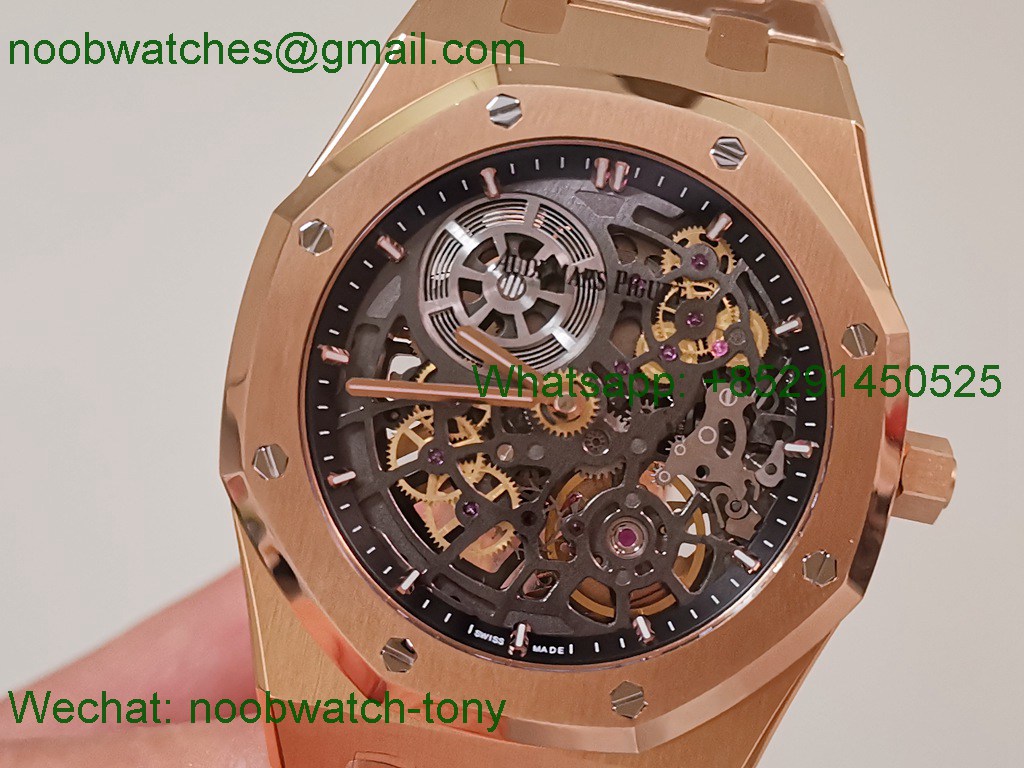 Replica Audemars Piguet AP Skeleton 16204 Rose Gold ZF SuperClone Best A7124