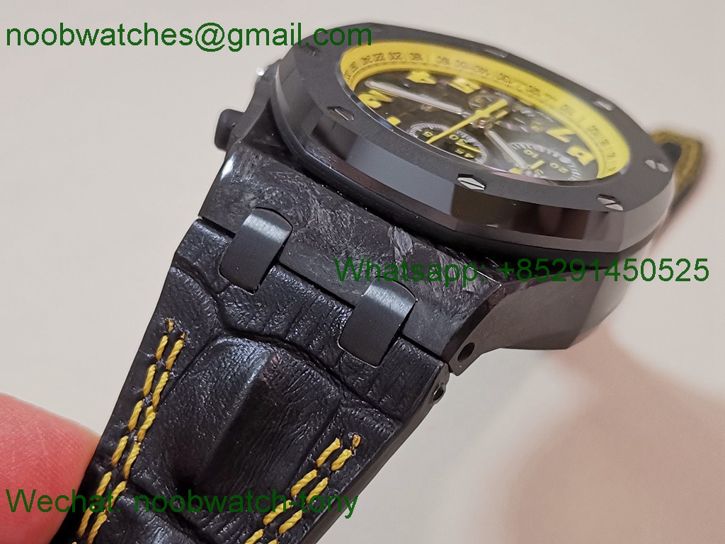 Replica Audemars Piguet AP Offshore Bumble Bee TKF SuperCLone Best Black Leather A3126