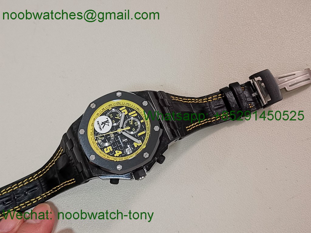 Replica Audemars Piguet AP Offshore Bumble Bee TKF SuperCLone Best Black Leather A3126