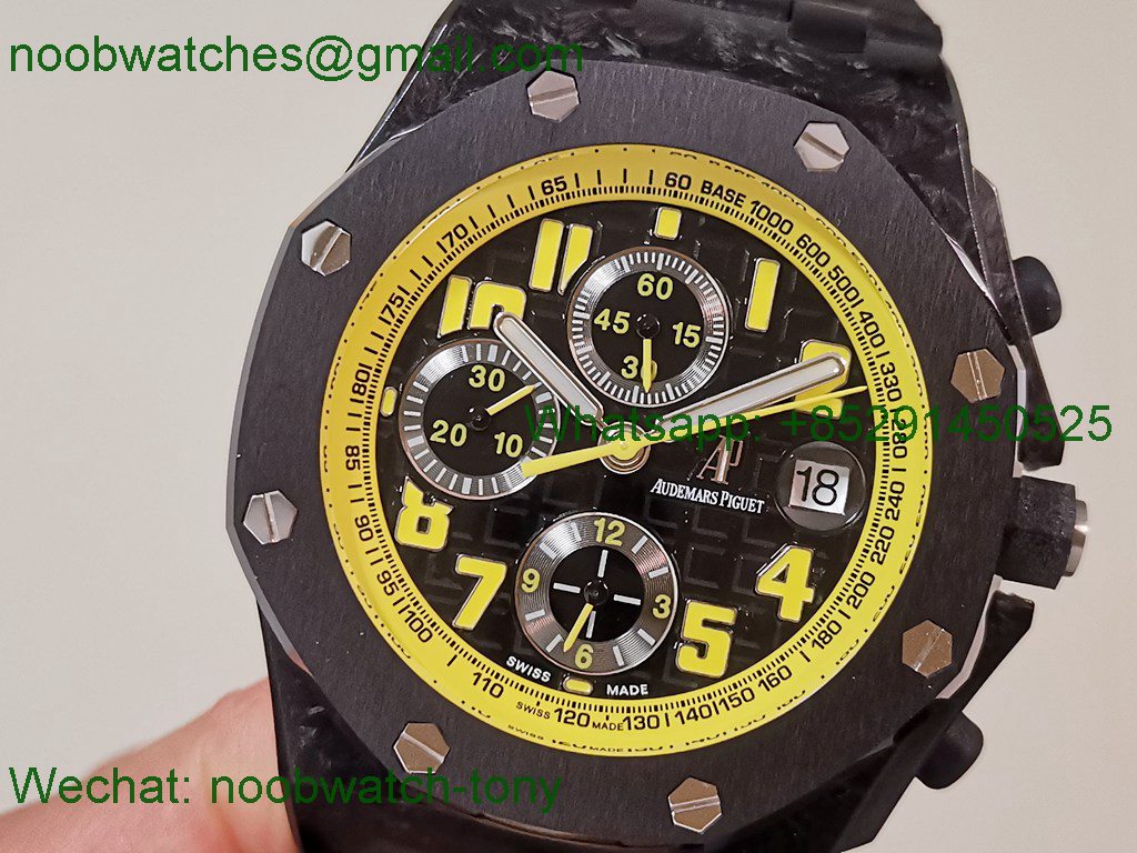 Replica Audemars Piguet AP Offshore Bumble Bee TKF SuperCLone Best Black Leather A3126