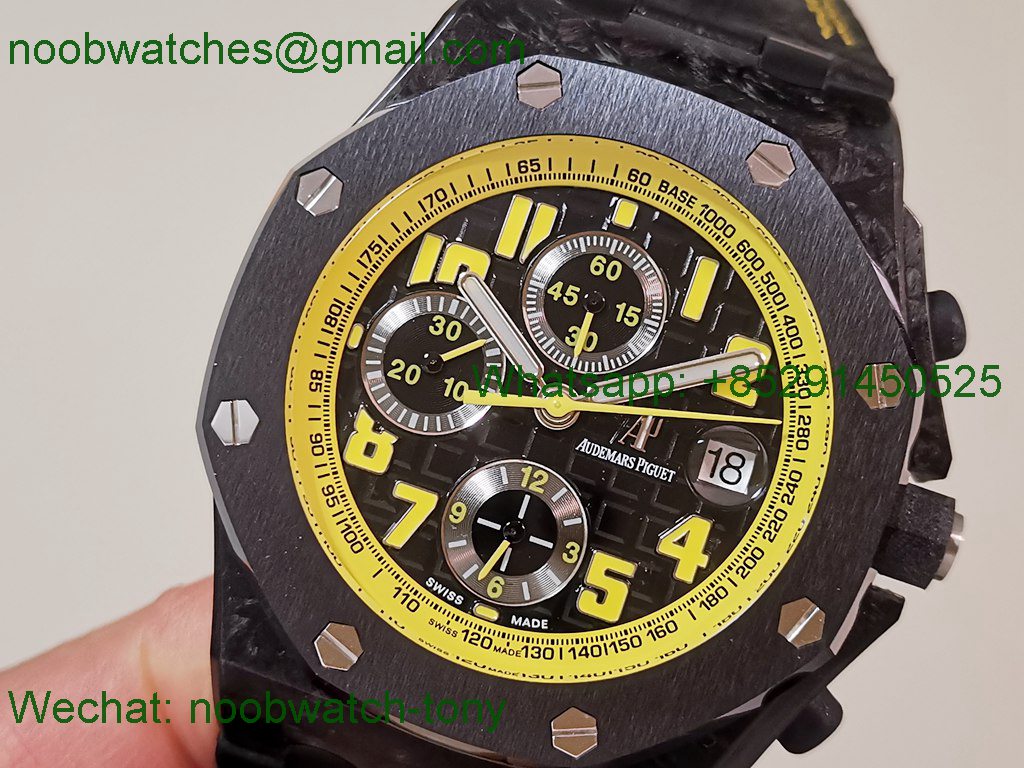 Replica Audemars Piguet AP Offshore Bumble Bee TKF SuperCLone Best Black Leather A3126