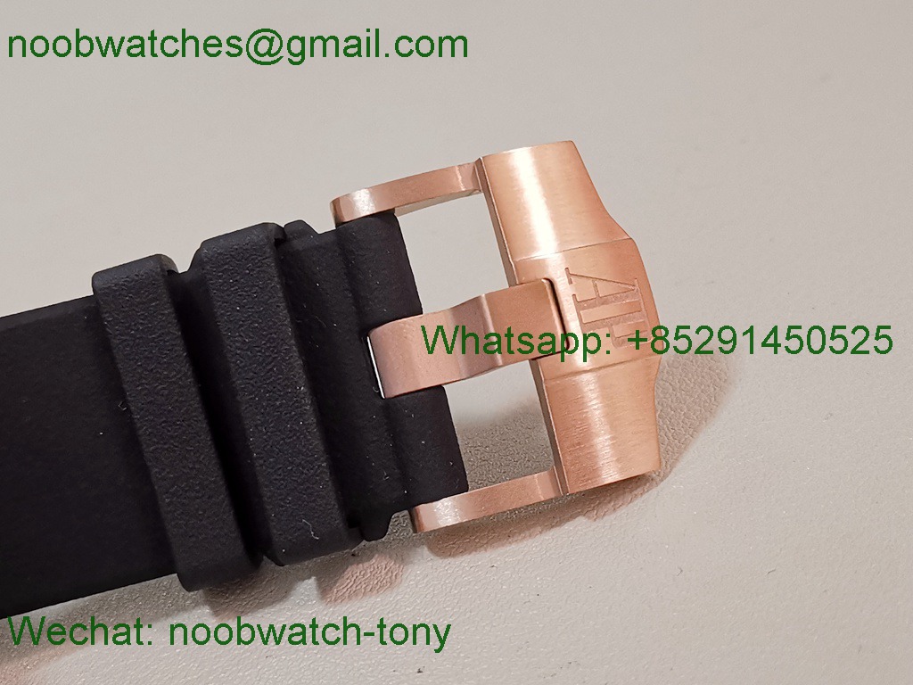 Replica Audemars Piguet AP Offshore 44mm Rose Gold TKF Best SuperClone Black Dial on Rubber A3126 