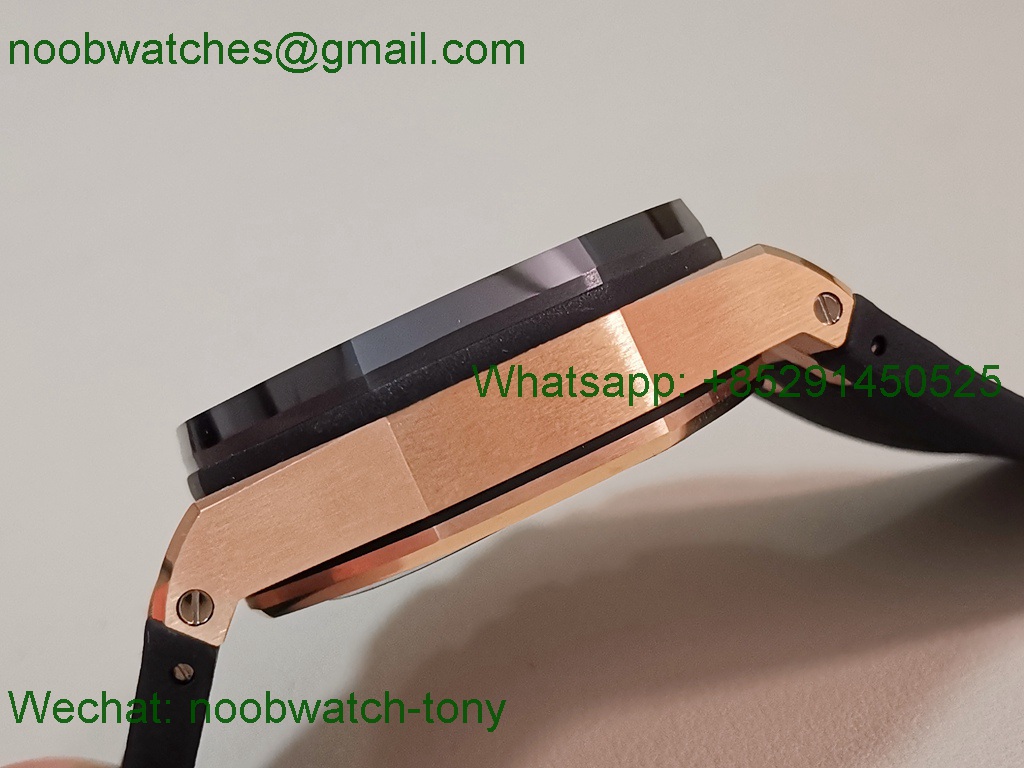 Replica Audemars Piguet AP Offshore 44mm Rose Gold TKF Best SuperClone Black Dial on Rubber A3126 