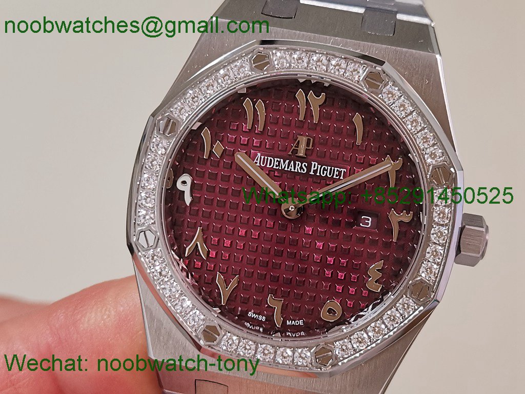 Replica Audemars Piguet AP Lady Royal Oak 33mm ZF Best SuperClone Diamond Bezel Purple Dial ETA Quartz