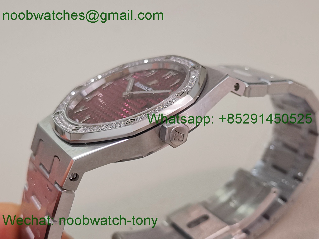 Replica Audemars Piguet AP Lady Royal Oak 33mm ZF Best SuperClone Diamond Bezel Purple Dial ETA Quartz