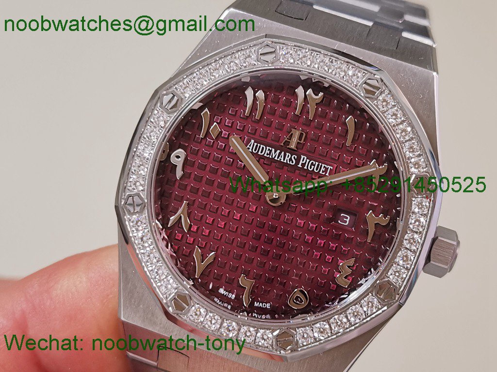 Replica Audemars Piguet AP Lady Royal Oak 33mm ZF Best SuperClone Diamond Bezel Purple Dial ETA Quartz