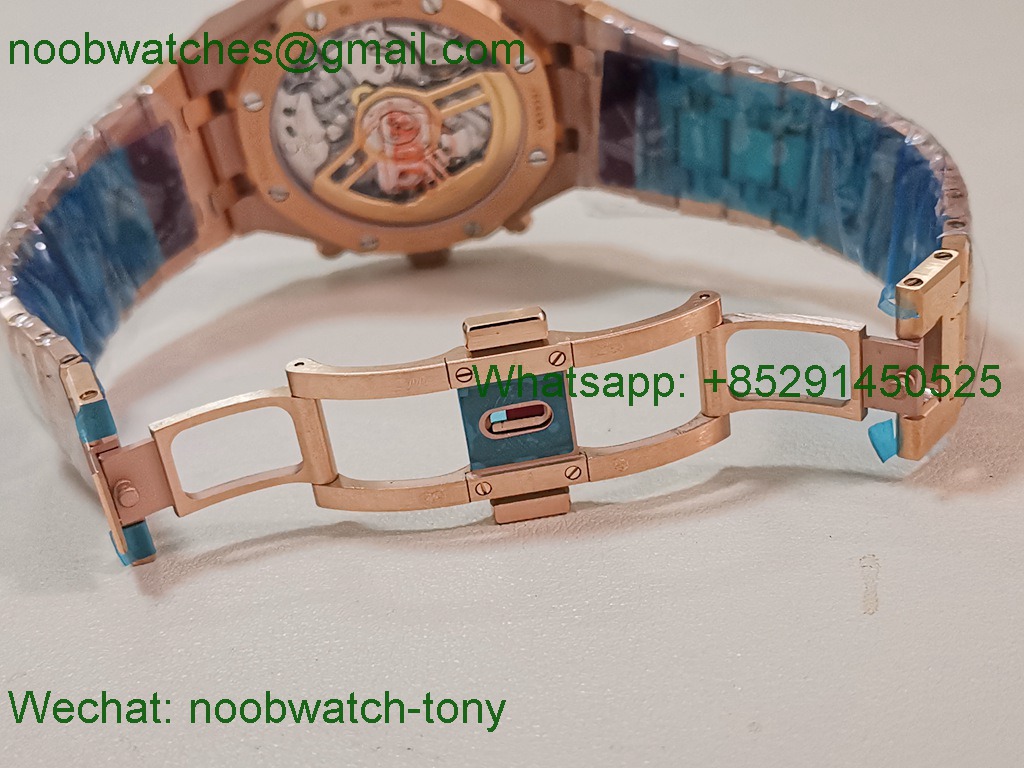 Replica Audemars Piguet AP Royal Oak Chrono 26240 Rose Gold Gain Weight V2 DDF SuperClone Best Green Dial DD4401 SW Dial