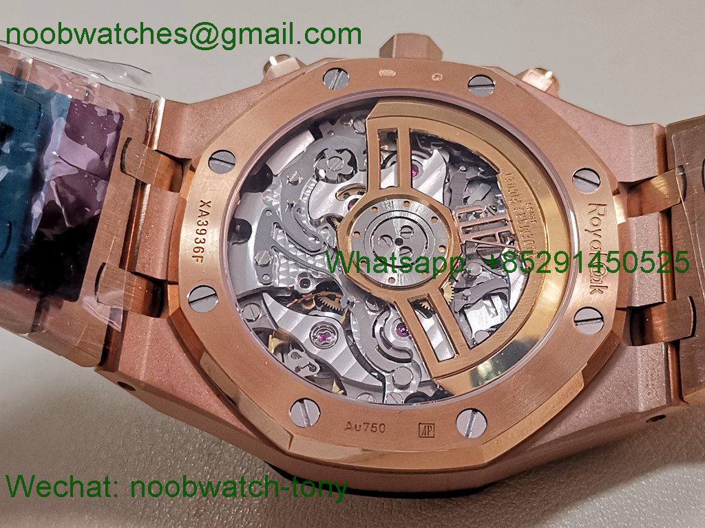 Replica Audemars Piguet AP Royal Oak Chrono 26240 Rose Gold Gain Weight V2 DDF SuperClone Best Green Dial DD4401 SW Dial