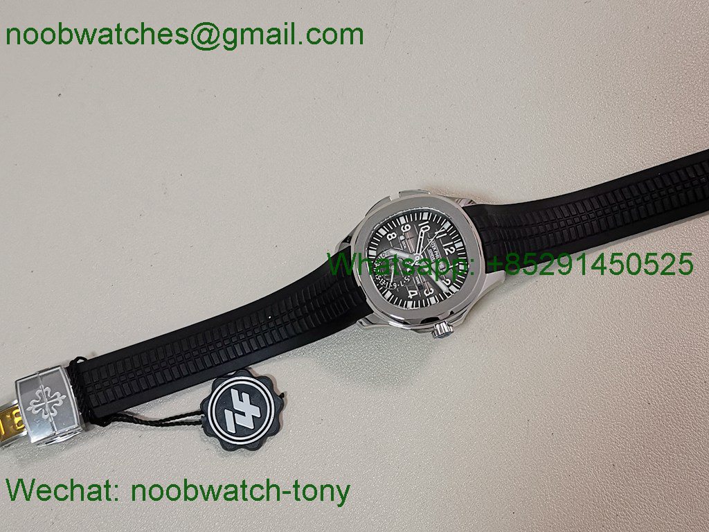 Replica Patek Philippe Aquanaut 5164A ZF SuperCLone Best Black Dial on Black Rubber Strap A324