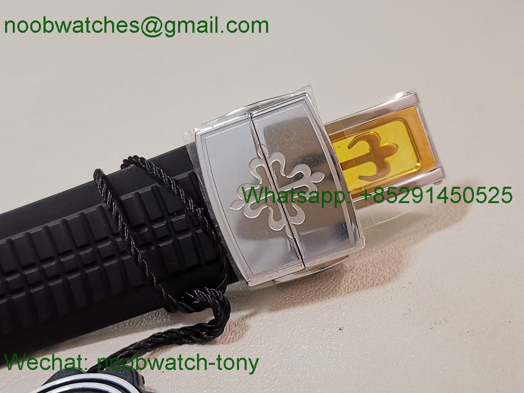 Replica Patek Philippe Aquanaut 5164A ZF SuperCLone Best Black Dial on Black Rubber Strap A324