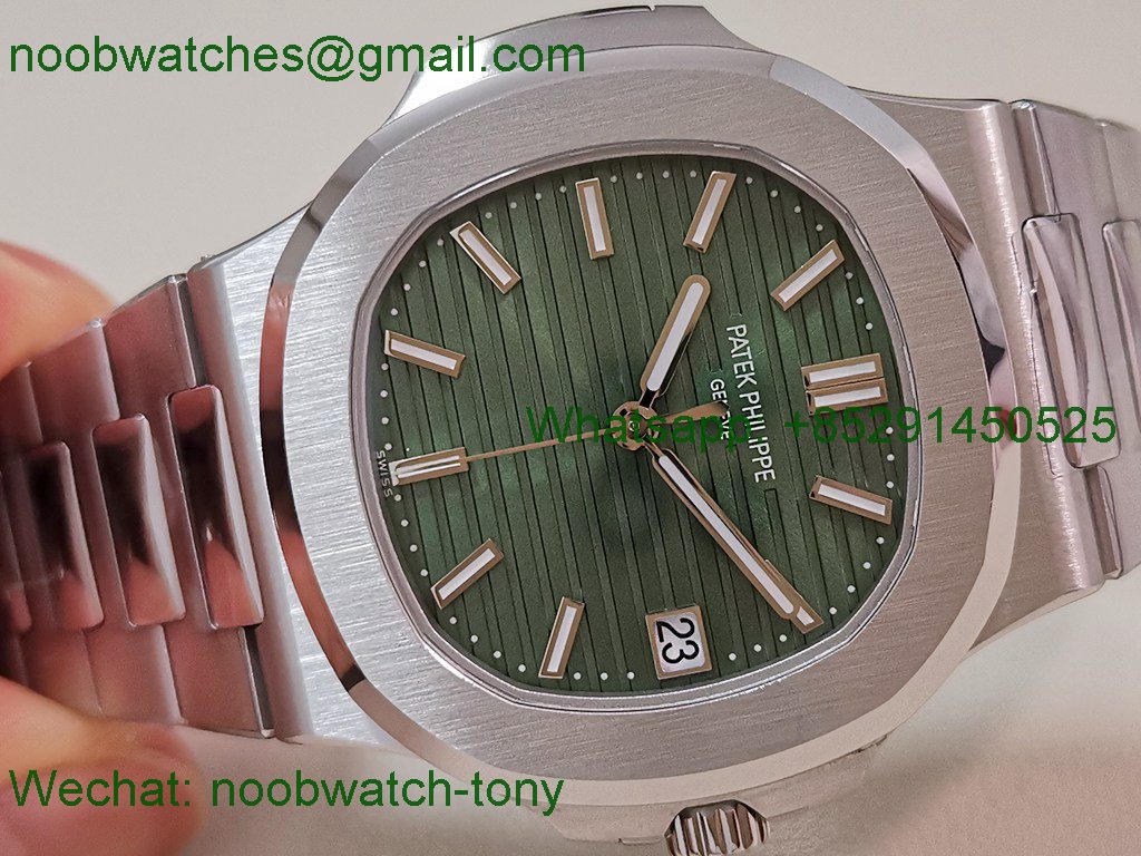 Replica Patek Philippe Nautilus 5711 3KF SuperClone Best Green Textured Dial on SS Bracelet A324 V2