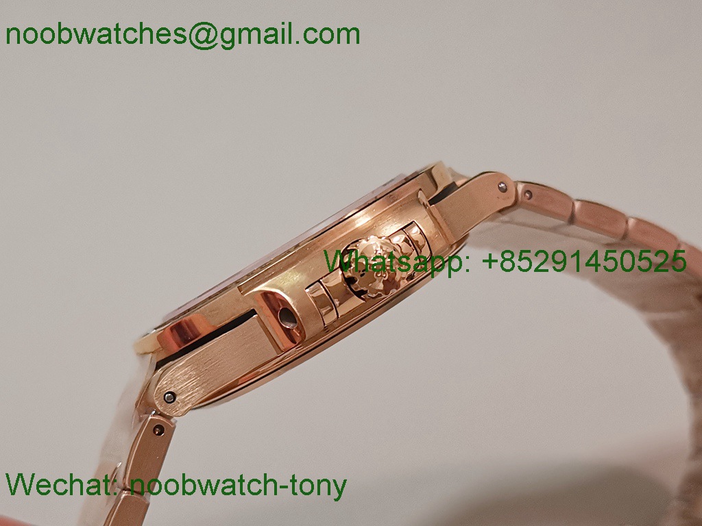 Replica Patek Philippe Nautilus 7118/1300R-001 Rose Gold Rainbow Diamonds Bezel PPF SuperClone Best A324