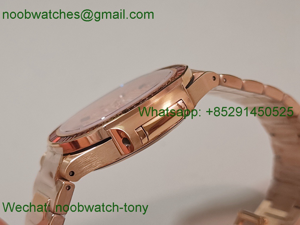Replica Patek Philippe Nautilus 7118/1300R-001 Rose Gold Rainbow Diamonds Bezel PPF SuperClone Best A324