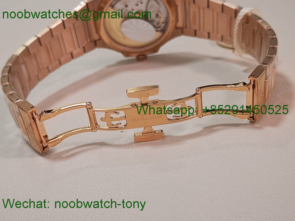 Replica Patek Philippe Nautilus 7118/1300R-001 Rose Gold Rainbow Diamonds Bezel PPF SuperClone Best A324