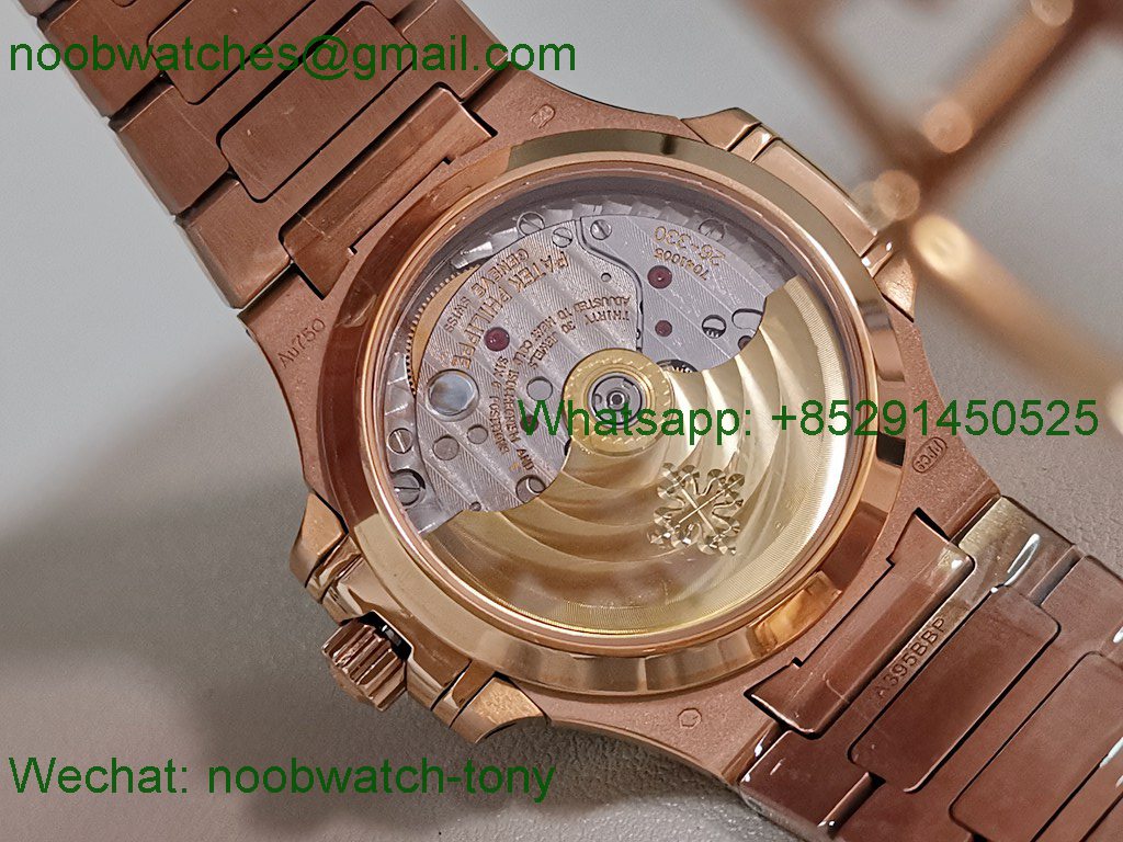 Replica Patek Philippe Nautilus 7118/1300R-001 Rose Gold Rainbow Diamonds Bezel PPF SuperClone Best A324