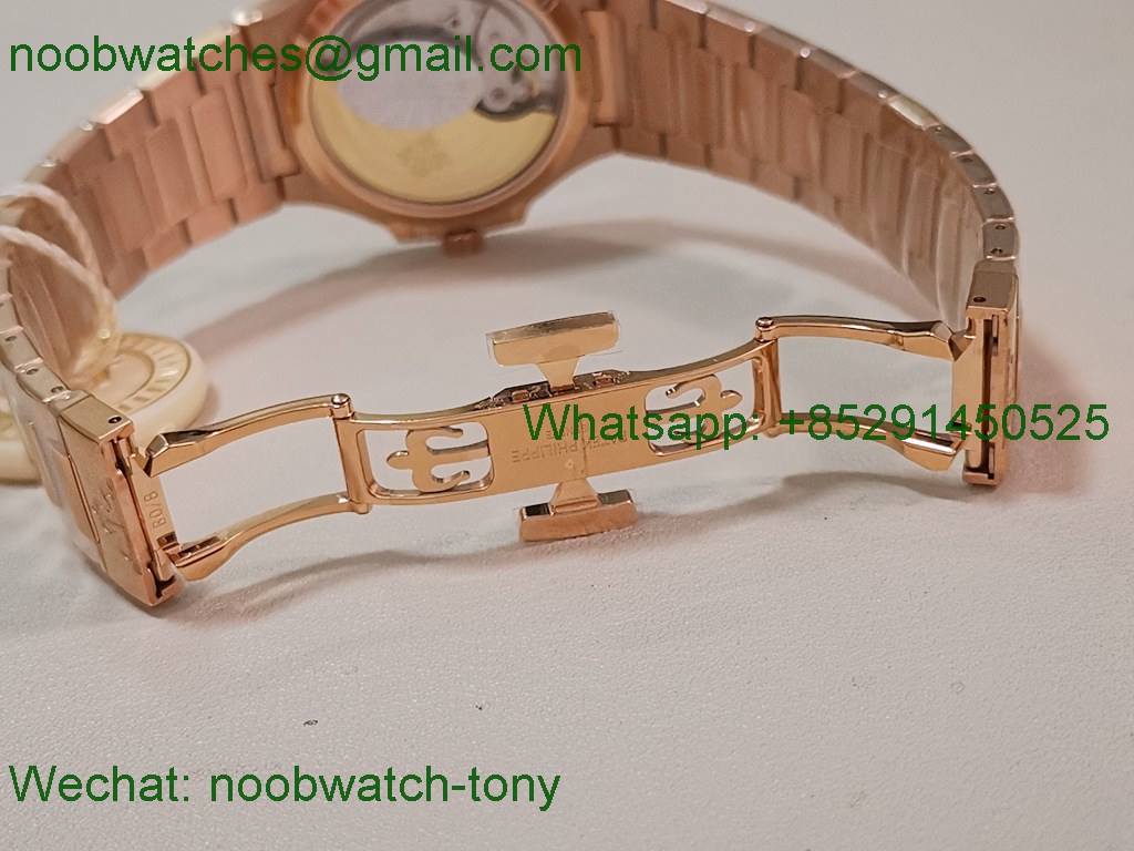 Replica Patek Philippe Nautilus 7118 Ladies Diamonds Bezel Rose Gold PPF SuperClone Best RG Dial A324