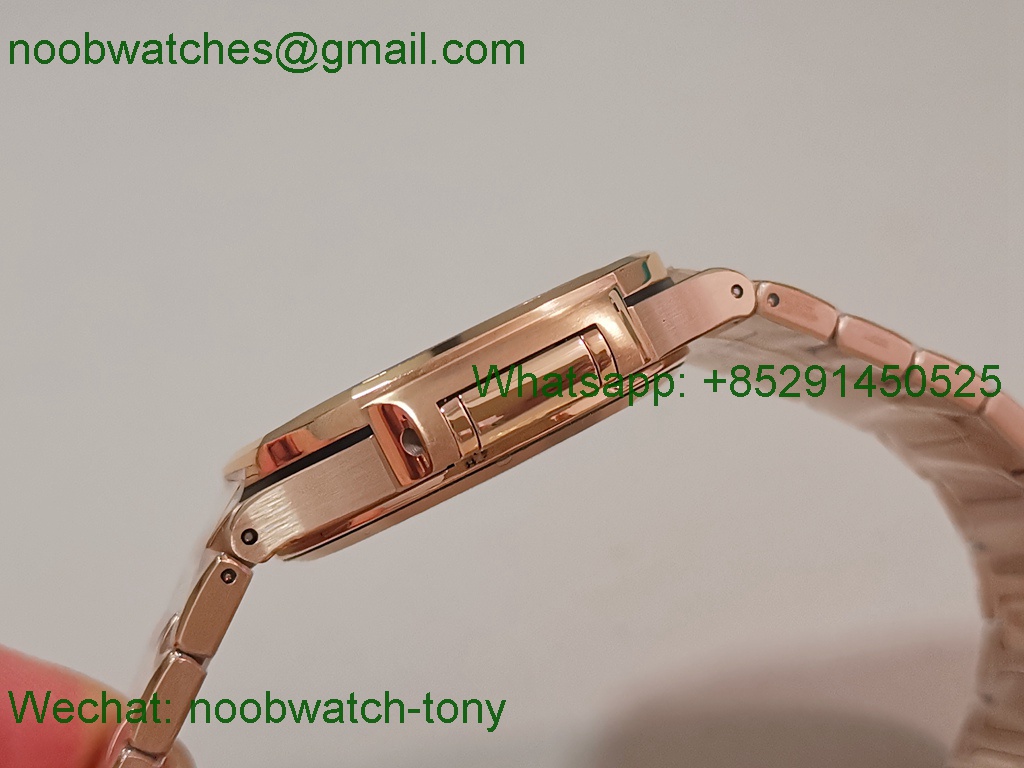 Replica Patek Philippe Nautilus 7118 Ladies Diamonds Bezel Rose Gold PPF 1:1 Best SuperClone White Dial A324 