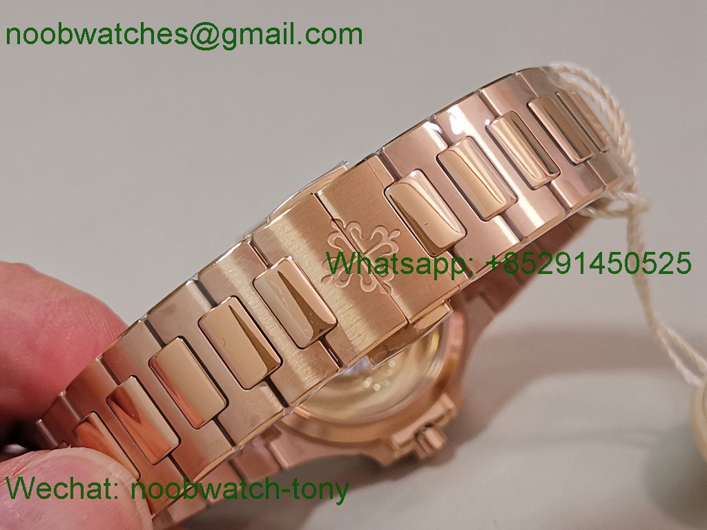 Replica Patek Philippe Nautilus 7118 Ladies Diamonds Bezel Rose Gold PPF 1:1 Best SuperClone White Dial A324 