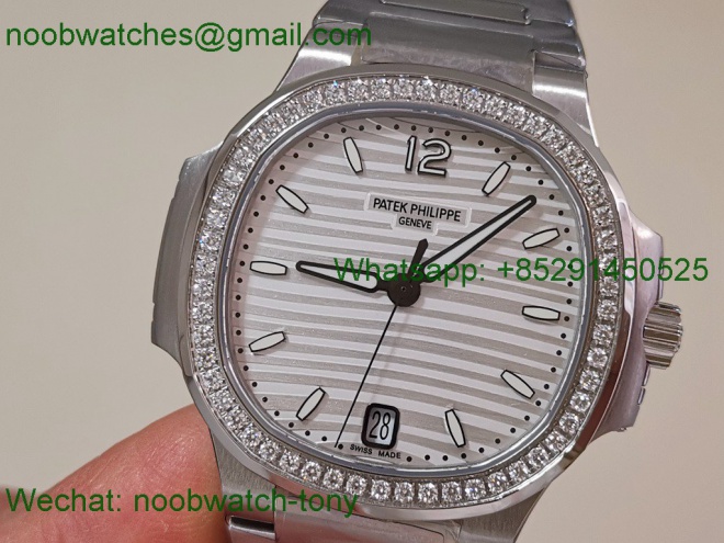Replica Patek Philippe Nautilus 7118 Ladies Diamonds Bezel PPF 1:1 Best White Dial A324 SuperClone