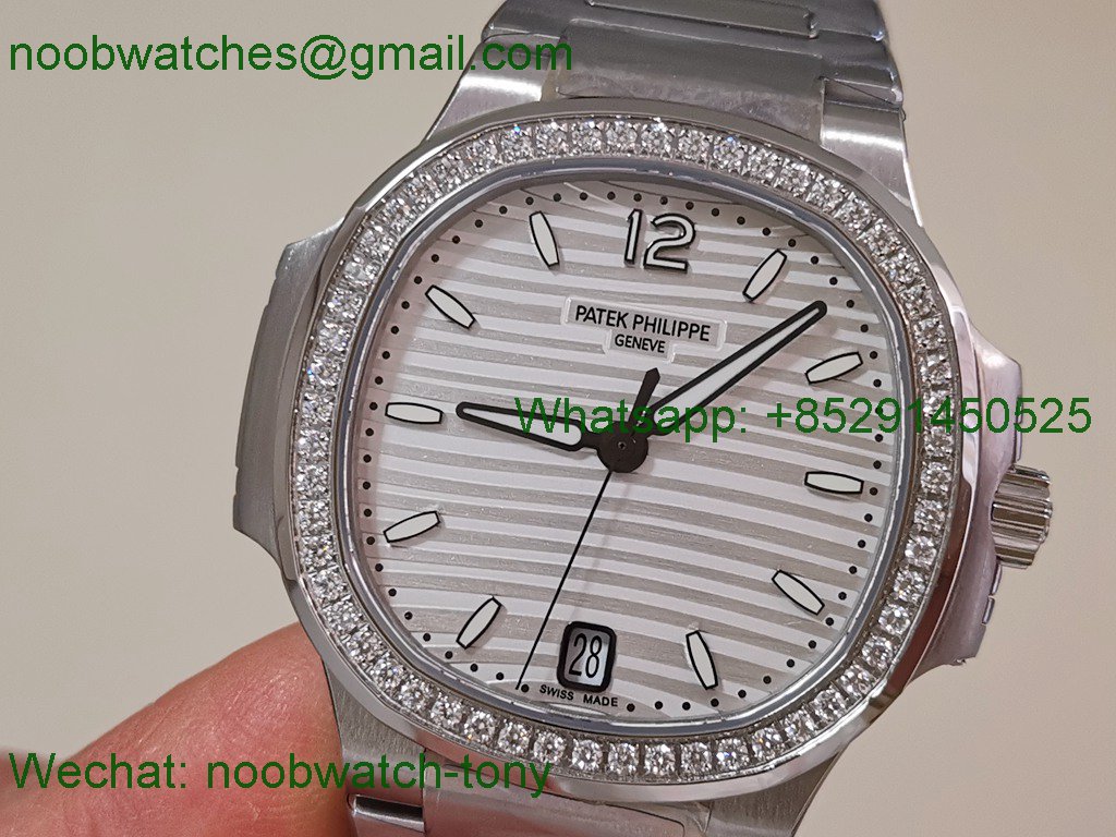 Replica Patek Philippe Nautilus 7118 Ladies Diamonds Bezel PPF 1:1 Best White Dial A324 SuperClone