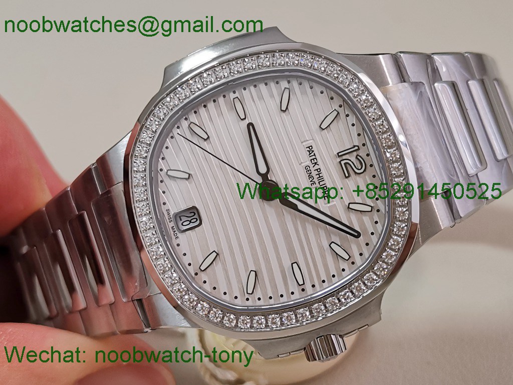 Replica Patek Philippe Nautilus 7118 Ladies Diamonds Bezel PPF 1:1 Best White Dial A324 SuperClone