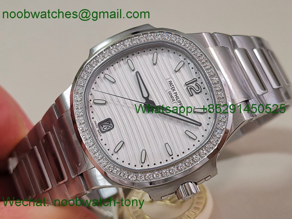 Replica Patek Philippe Nautilus 7118 Ladies Diamonds Bezel PPF 1:1 Best White Dial A324 SuperClone