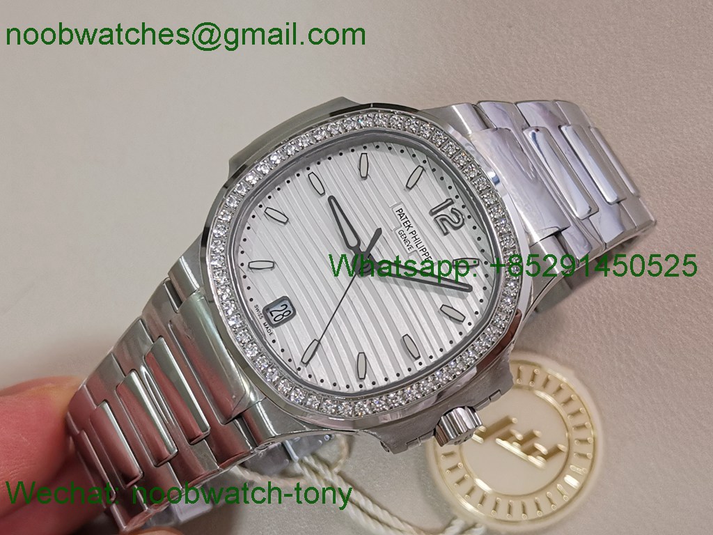 Replica Patek Philippe Nautilus 7118 Ladies Diamonds Bezel PPF 1:1 Best White Dial A324 SuperClone