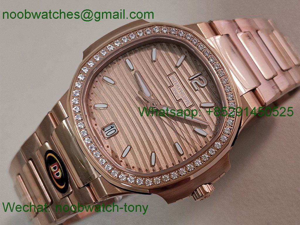 Replica Patek Philippe Nautilus 7118 Ladies Rose Gold Diamond Bezel DDF 1:1 Best SuperClone DD324 
