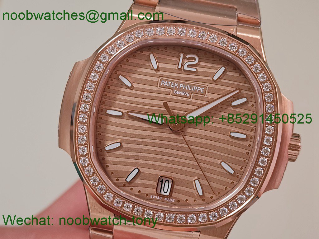 Replica Patek Philippe Nautilus 7118 Ladies Rose Gold Diamond Bezel DDF 1:1 Best SuperClone DD324 