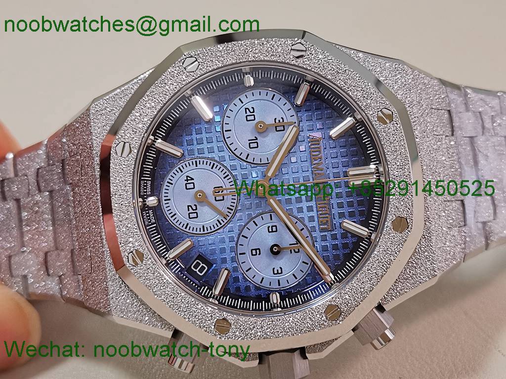 Replica Audemars Piguet AP Royal Oak Chrono 26240 Frosted APSF 1:1 Best SuperCLone Ice Blue Dial SA4401