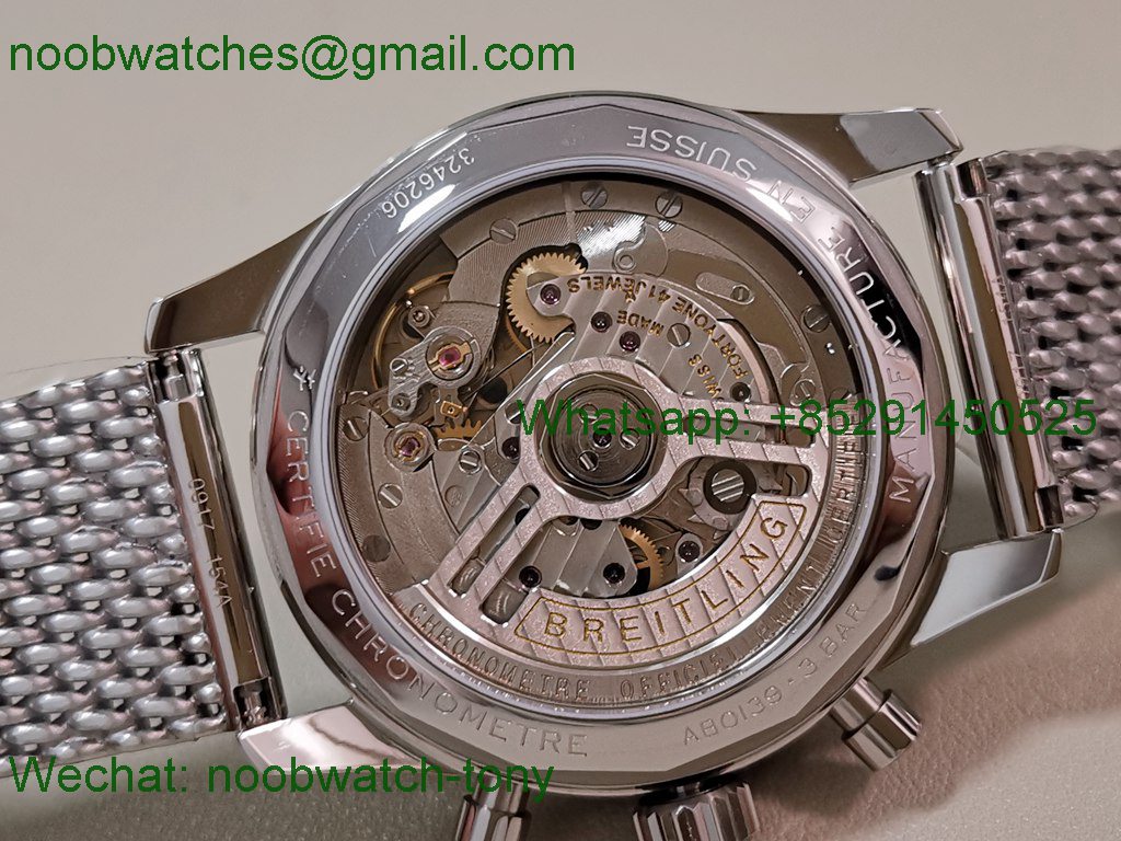 Replica Breitling Navitimer B01 Chrono 43mm Green Dial BLS on Mesh Bracelet