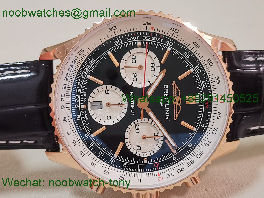 Replica Breitling Navitimer B01 Chrono Rose Gold 43mm Black Dial BLS SuperClone