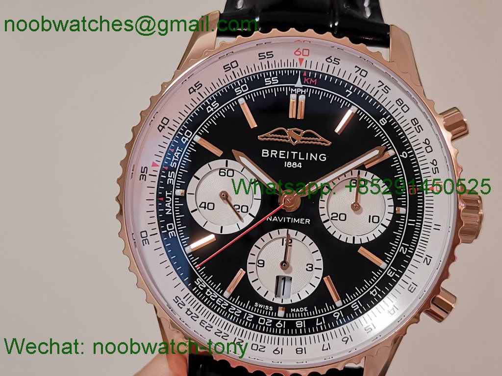 Replica Breitling Navitimer B01 Chrono Rose Gold 43mm Black Dial BLS SuperClone