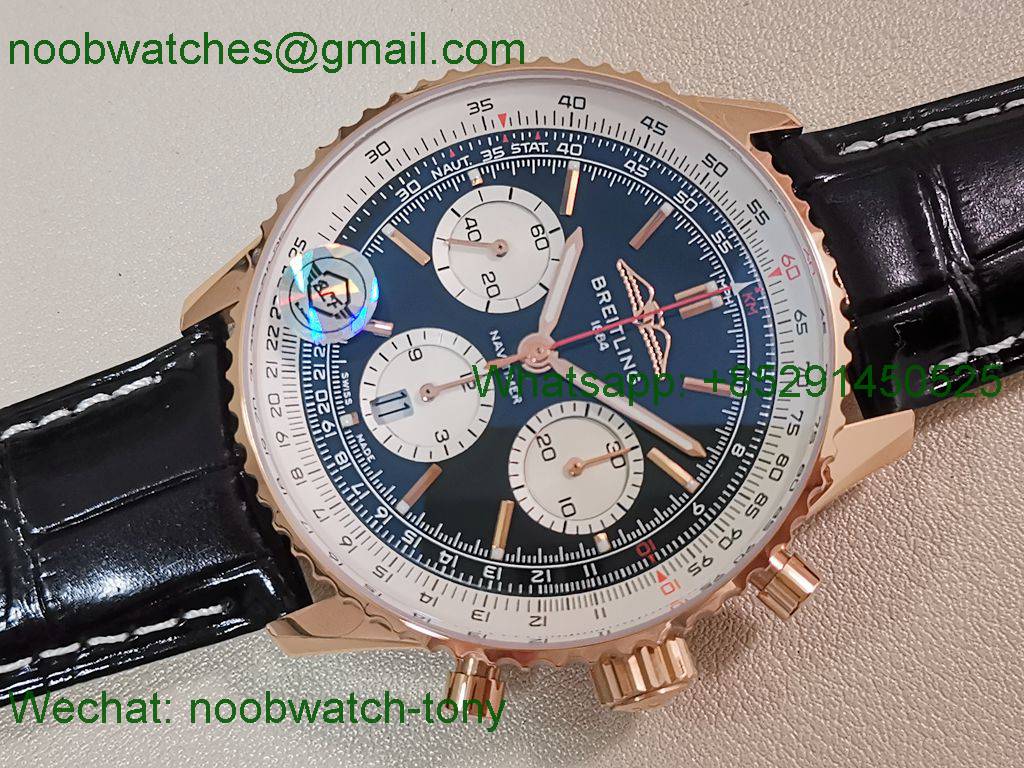 Replica Breitling Navitimer B01 Chrono Rose Gold 43mm Black Dial BLS SuperClone