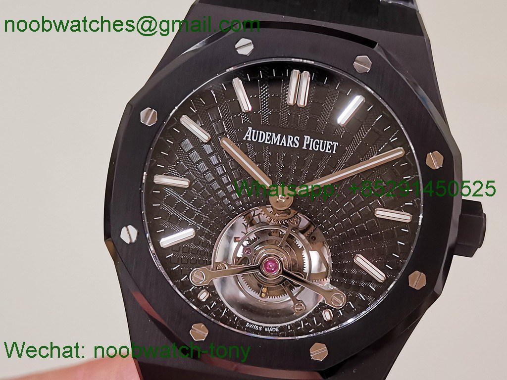 Replica Audemars Piguet AP Royal Oak 41mm Tourbillon Black DLC BBS Best SuperClone