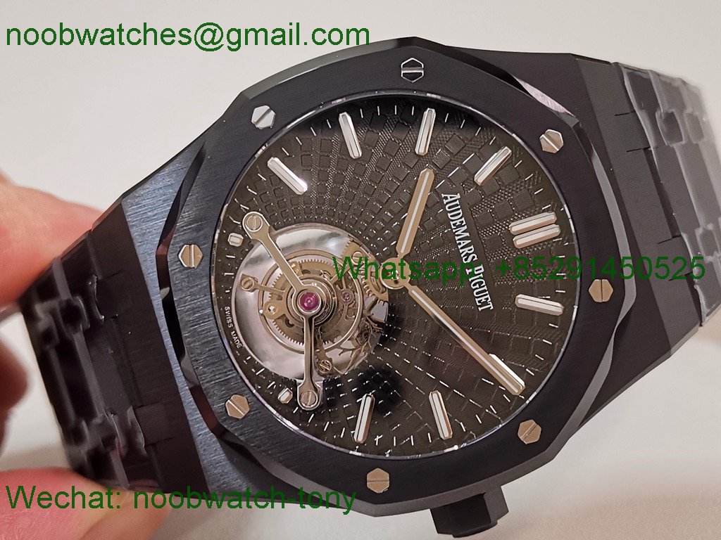 Replica Audemars Piguet AP Royal Oak 41mm Tourbillon Black DLC BBS Best SuperClone