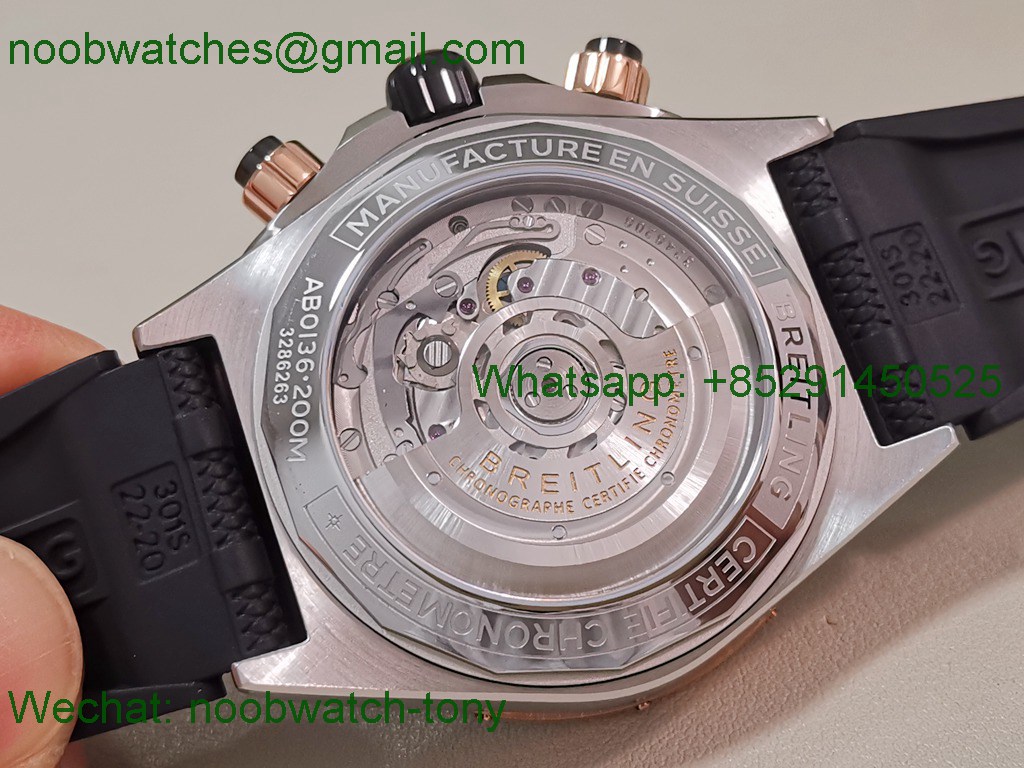 Replica Breitling Chronomat 2tone Rose Gold Green Dial black Ceramic BLS SuperClone Best